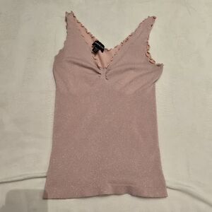 Bebe Vintage Lettuce Hem Glitter Tank Top Size M/L